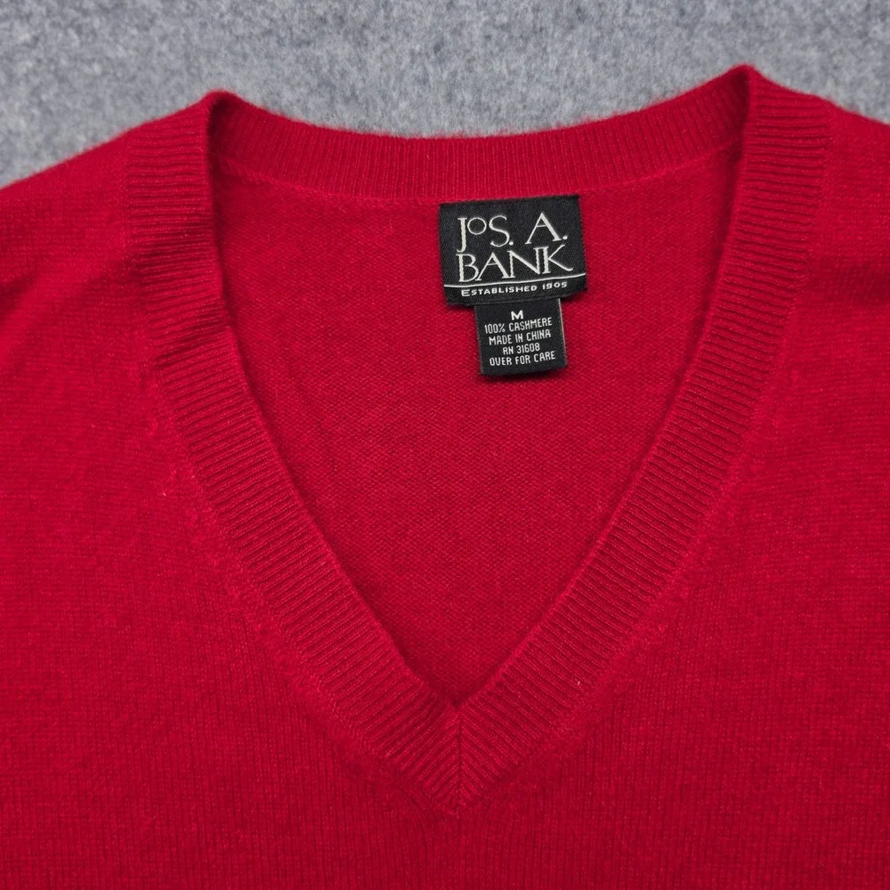 Jos. A. Bank Red 100% Cashmere V-Neck Sweater Vest Mens Medium